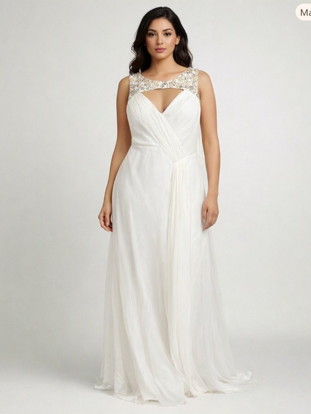 Hoaglund New York Off White Chiffon and Rhinestone Dress Size 10 NWOT